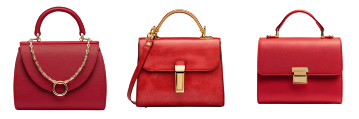 Set of Fashionable women’s handbag, luxury flap bag, 2025 hot-selling trend on transparent png background. Ai generated