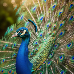 Obraz premium peacock with feathers out