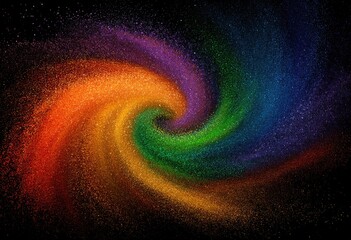 Colorful swirling spiral on black background