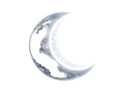 Detailed Crescent Moon Isolated on Black Background Celestial Nightscape Dreamy Design