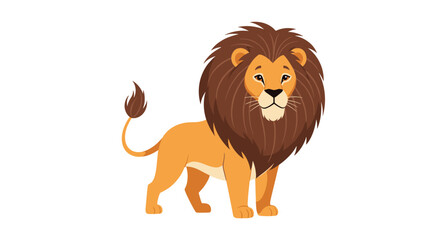 Majestic lion with impressive mane stands confidently, radiating strength and regal presence