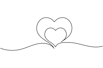 Heart shape one line art illustration minimal romantic love shape isolate outline vector
