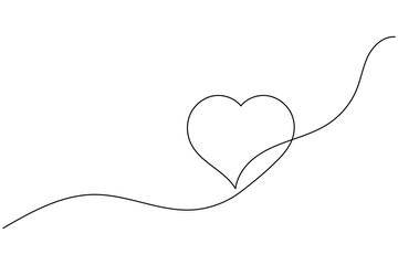 Heart shape one line art illustration minimal romantic love shape isolate outline vector