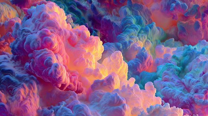 Naklejka premium A surreal abstract background of cloud patterns in neon colors