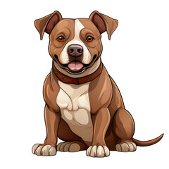 American Pit Bull Terrier dog illustration cartoon style full body soft shading friendly expression sitting pose vibrant colors playful demeanor vector art detailed features
