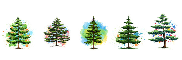 Fototapeta premium Whimsical Pine Tree Illustration