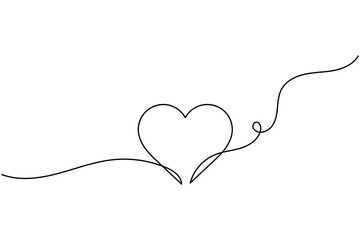 Heart shape one line art illustration minimal romantic love shape isolate outline vector
