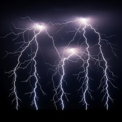 Powerful Lightning Storm in the Night Sky.