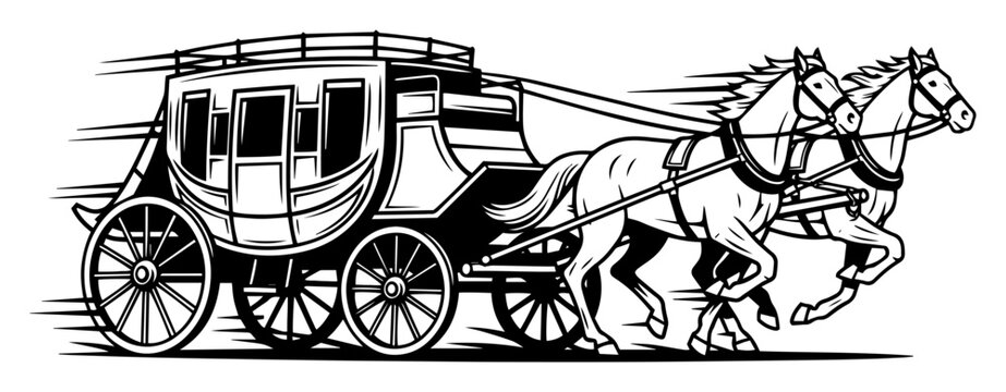 vector vintage horse drawn stagecoach carriage illustration