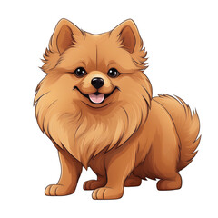 Cute Pomeranian dog illustration with soft shading, showcasing friendly expression and fluffy fur. This cartoon style image captures playful nature of this beloved breed
