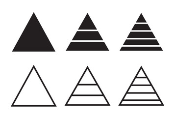 Obraz premium Triangular pyramid infographic vector icon set. Blue pyramid infographic templates collection. Triangle hierarchy data segments collection. Triangular pyramid infographic vector icon set. pyramid info
