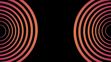 A captivating digital artwork featuring symmetrical concentric circles in orange and pink gradients...