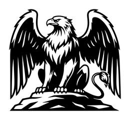 mythical griffin heraldic beast vintage logo vector