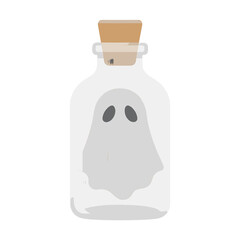 Cute Ghost in a Bottle - Halloween Illustration