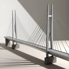 Fototapeta premium A highly detailed 3D rendering of architectural models of a cable-stayed bridge, showcasing its intricate structural design,