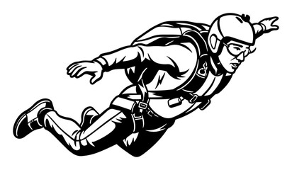 skydiver in freefall extreme sport vector illustration