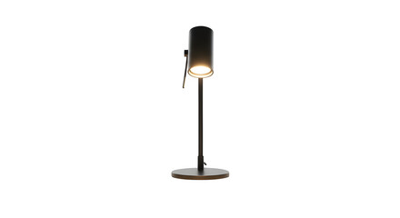 Modern black desk lamp isolated on transparent background, a sleek and minimalist design providing focused illumination for work or study, adjustable and stylish