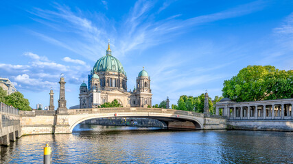 The famous berlin cathedral under a blue sky