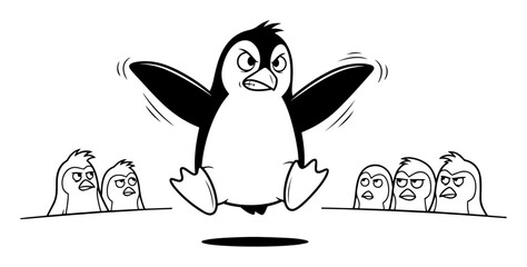 angry stomping cartoon penguin character vector