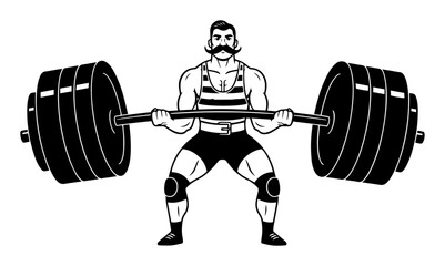 strongman lifting barbell vintage circus style © Aisha Kudorova