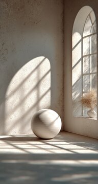 Light-filled room with sphere