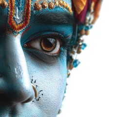 Vibrant cultural performance highlights traditional artistry festival setting portrait shot close-up view