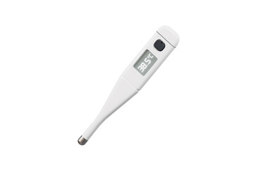 3d digital thermometer icon. medical healthcare concept. Minimal cartoon fever 38.5 degree...