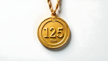 125 years gold medal isolated on white background