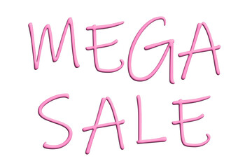 Mega sale lettering 3d word Template for marketing ad, print, web, banner, poster, flyer