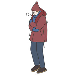 cold man wearing winter clothes