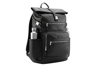 Stylish black rolltop backpack for travel hiking and everyday adventures