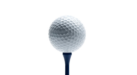 White golf ball on blue tee isolated on a transparent background
