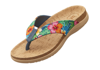 Floral flip flop on black background showcasing summer style trends