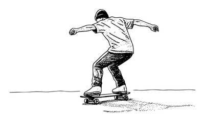 skateboarder riding skateboard hand drawn sketch vector © Aisha Kudorova