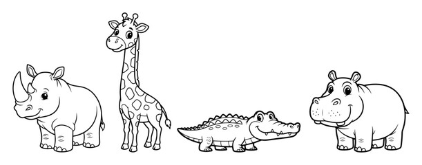 cartoon african animals set vector illustration © Aisha Kudorova