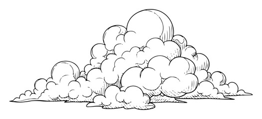 hand drawn vintage style clouds landscape sketch vector © Aisha Kudorova