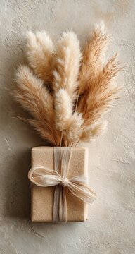 Gift box with dried pampas grass