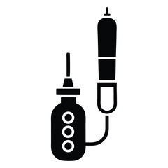 Detailed iconographic representation of an airbrush and ink bottle for creative arts and design projects