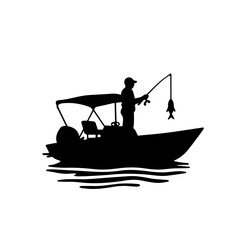 fisherman on the boat, silhouette, boat, vector, illustration, water, fishing, sea, black, fish, sport, fisherman, cartoon, people, helicopter, ship, art, airplane, ocean, business, air, nature, lake,