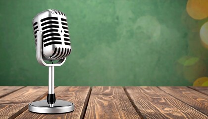 Vintage microphone poised on a wooden stage for a captivating performance