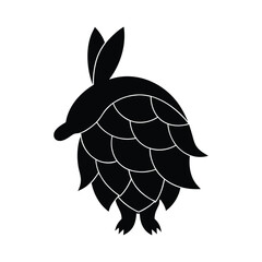 Whimsical armadillo character design simple silhouette creature cute and playful graphic element
