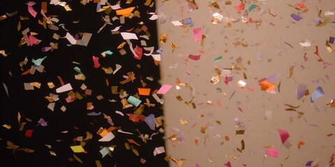Colorful confetti falling creating a festive and joyful celebration background.