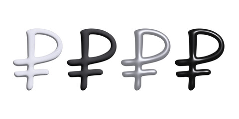 3d russian ruble currency symbol set Single element for design