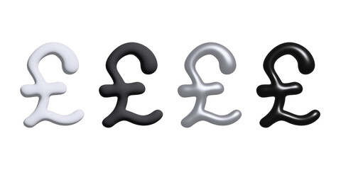 3d british pound currency symbol set Brush stroke doodle Single element for design
