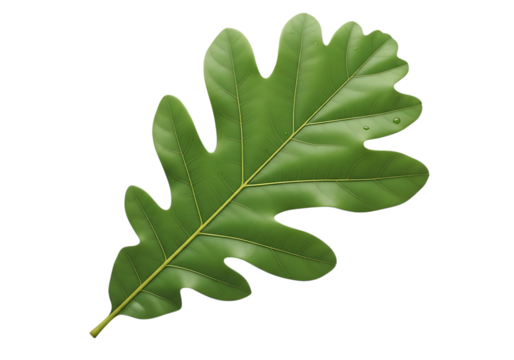 Detailed oak leaf illustration on black background for design assets