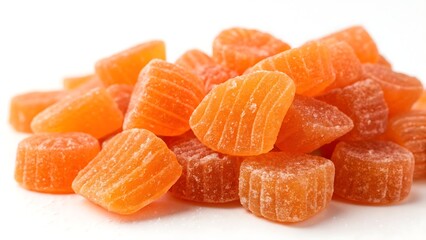 Close-up view of a delicious pile of orange candy. AI GENERATED.
