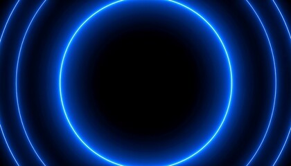 Vibrant blue neon circles against a stark black background for striking visuals