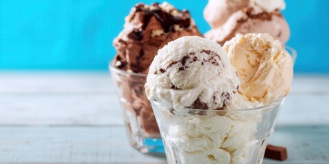 Assortment of flavorful ice cream scoops, perfect for a summer treat.