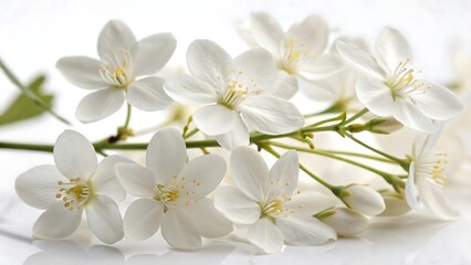 Delicate white flowers against cut-out isolated on white background. AI GENERATED.
