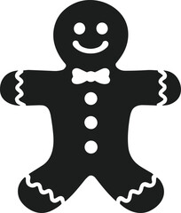 Gingerbread Man Silhouette Cookie - Festive Christmas Vector Illustration